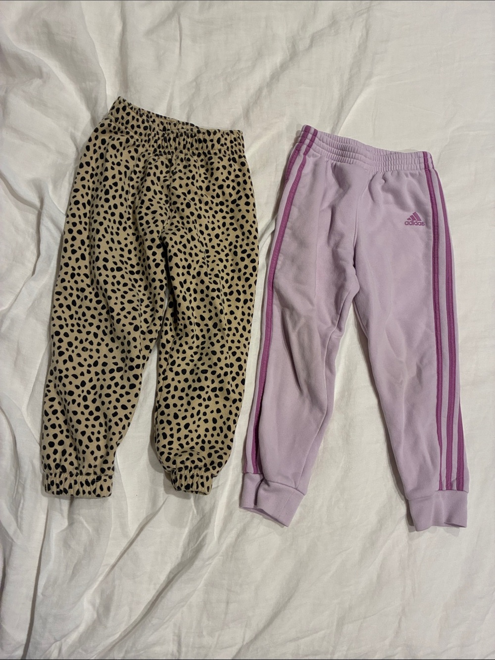 adidas Lilac Joggers with Stripes and leopard sweatpants